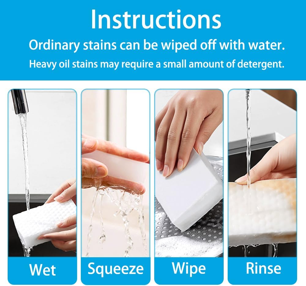 Magic Sponge Erasers, 100 Pack 2X Density Stronger Melamine Sponge Foam Pads, Multi-Functional