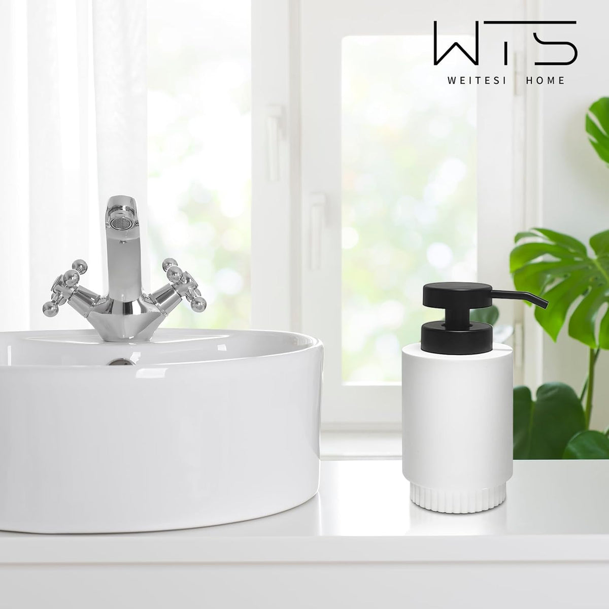 Resin Soap Dispenser for Bathroom, Hand Lotion Liquid Dispenser Easy-to-Press with Reusable Plastic