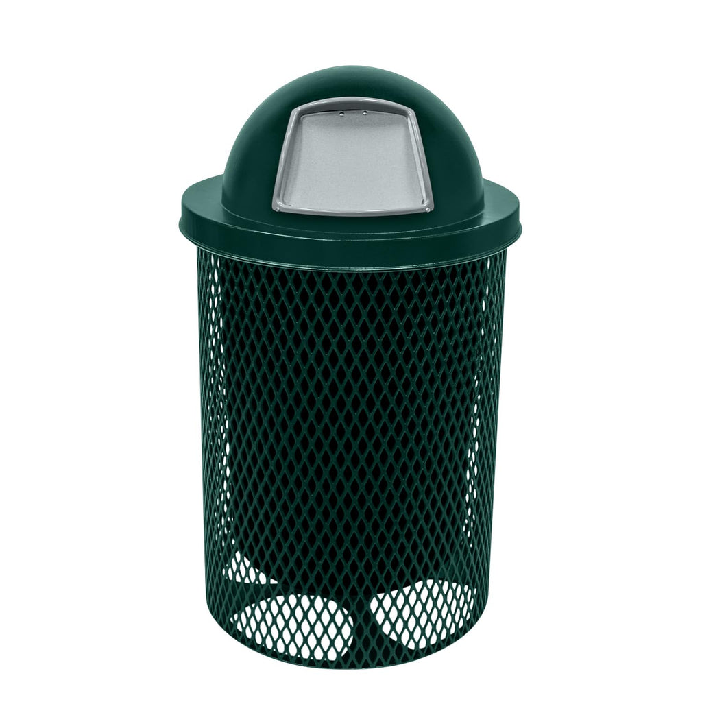 COATEDOUTDOORFURNITURE RDT-DGRN Heavy Duty 32 Gallon Round Trash Receptacle, Liner Included, Dark