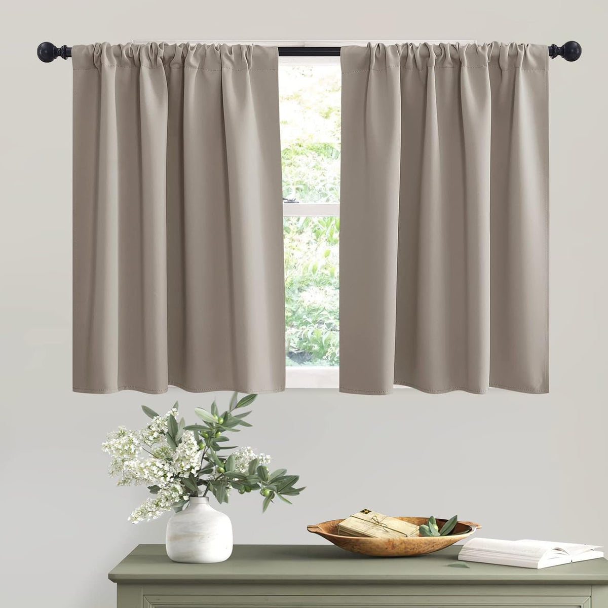 RYB HOME Short Curtains 36 inches, Durable Room Darkening Small Window Treatment Energy Smart