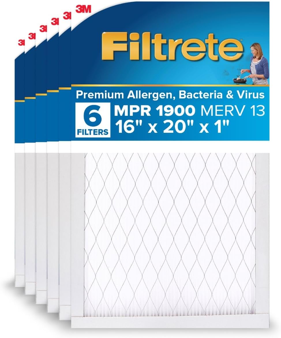 Filtrete 16x20x1 AC Furnace Air Filter, MERV 13, MPR 1900, Premium Allergen, Bacteria & Virus