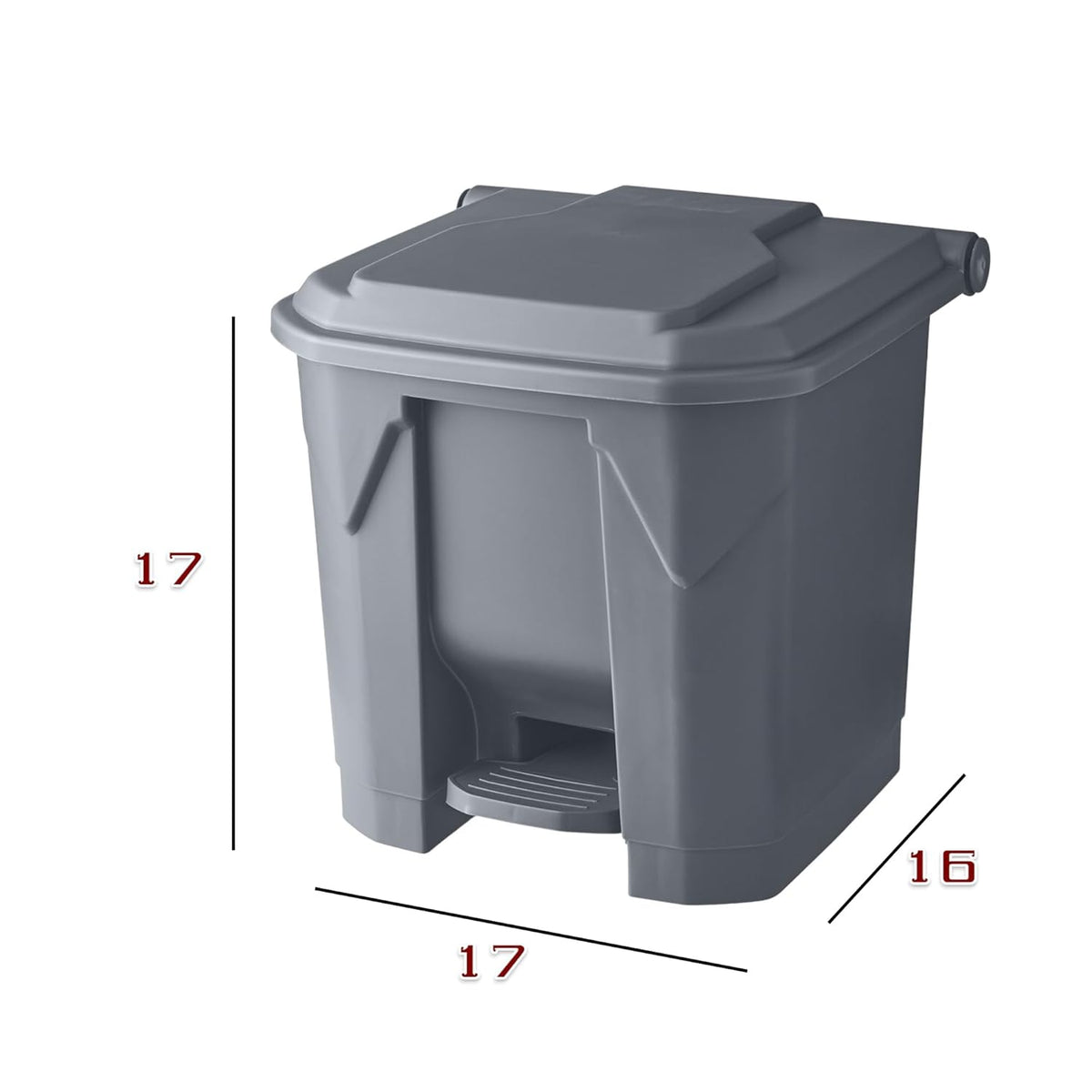 PRO&Family Step-On Trash Can with Lid, Plastic Waste Bin, Foot Pedal Operation (Gray, 8 Gallon)