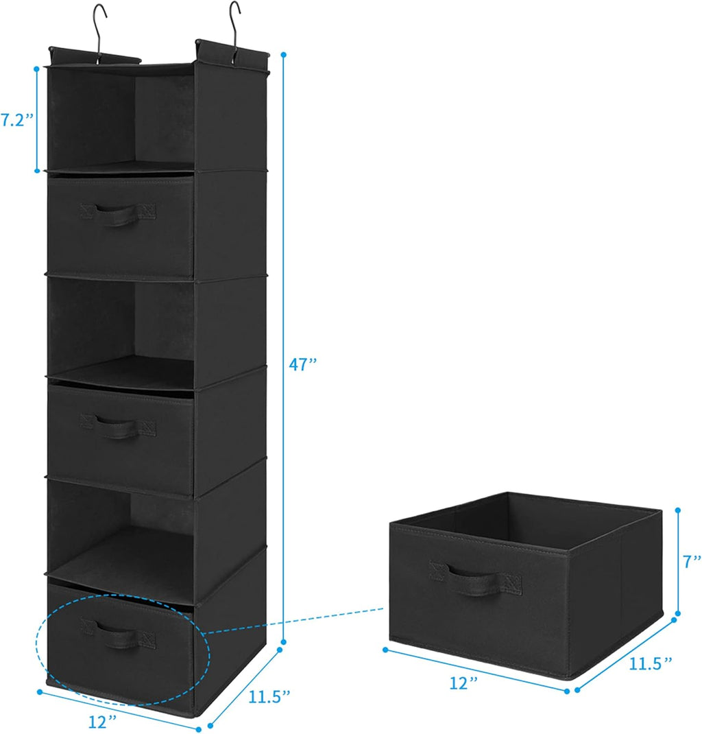 MAX Houser 6 Tier Shelf Hanging Closet Organizer, Closet Hanging Shelf with 2 Sturdy Hooks for