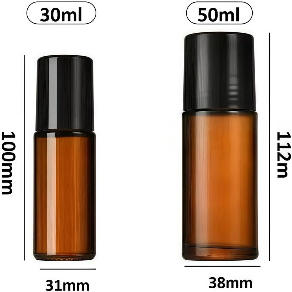 2Pcs Brown 30ml Glass Essential Oil Roller Bottles Refillable Roll on Bottles Empty Deodorant