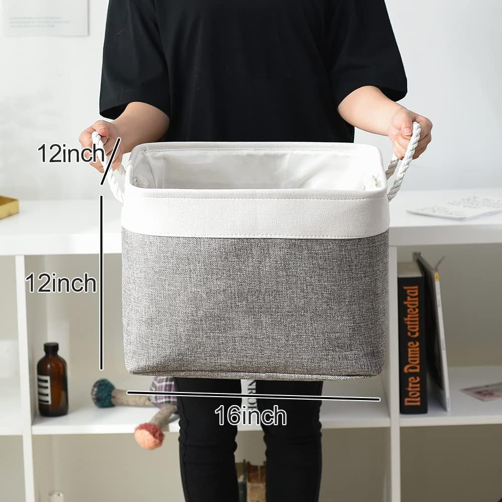 TcaFmac Organization and Storage Basket for Organizing - 16x12x12 inch Large 2 Pack Collapsible