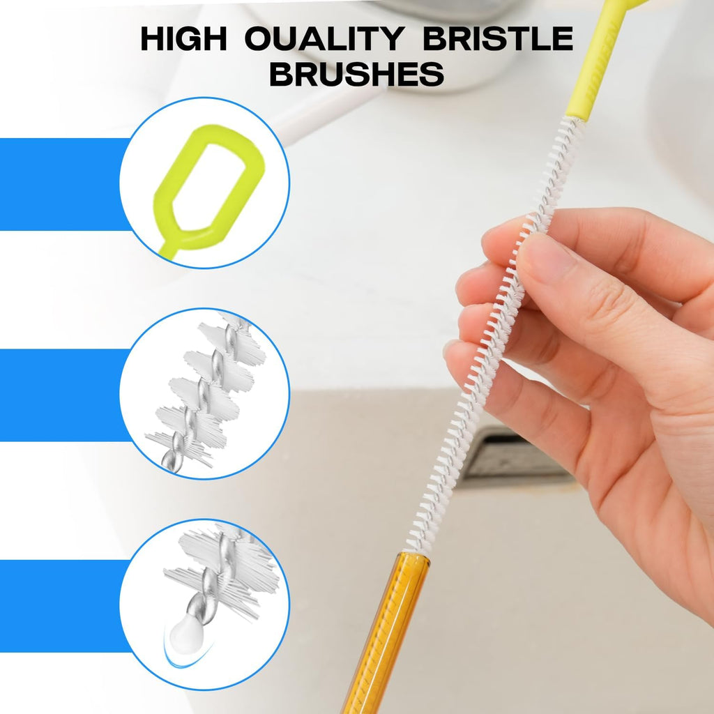 8-Piece Straw Cleaner Brush Set for Cleaning Straws - (4-Size) Extra Long Nylon Pipe Cleaners