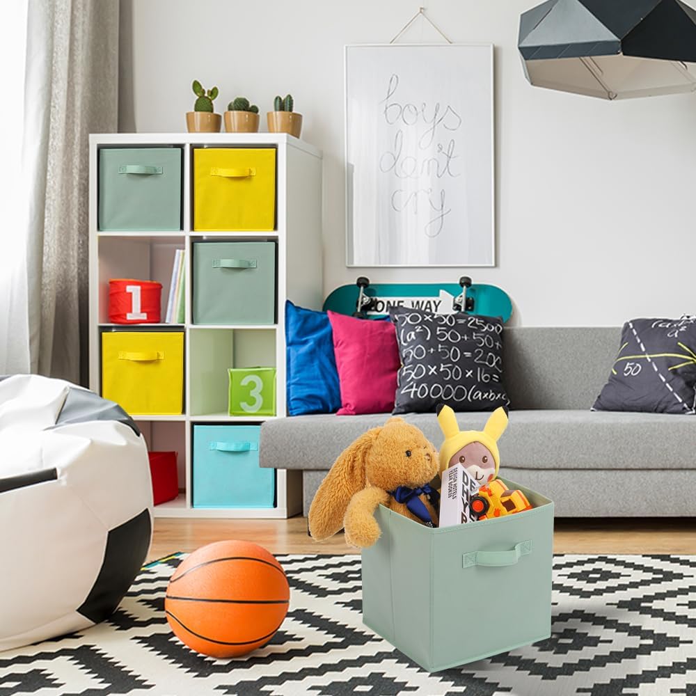 Stero 13x13x13 Inch Fabric Storage Bins 6 Pack Fun Colored Storage Cubes with Handles Foldable Cube