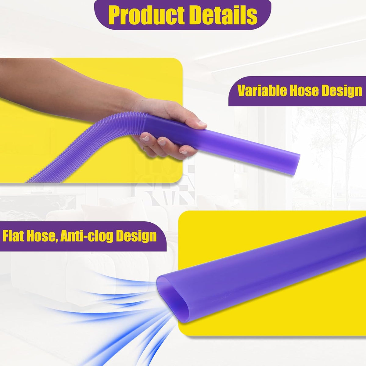 Vacuum Crevice Cleaning Attachment Set, 34" Bendable Hose, Fits Dyson V7 V8 V10 V11 V15 GEN5, Dryer