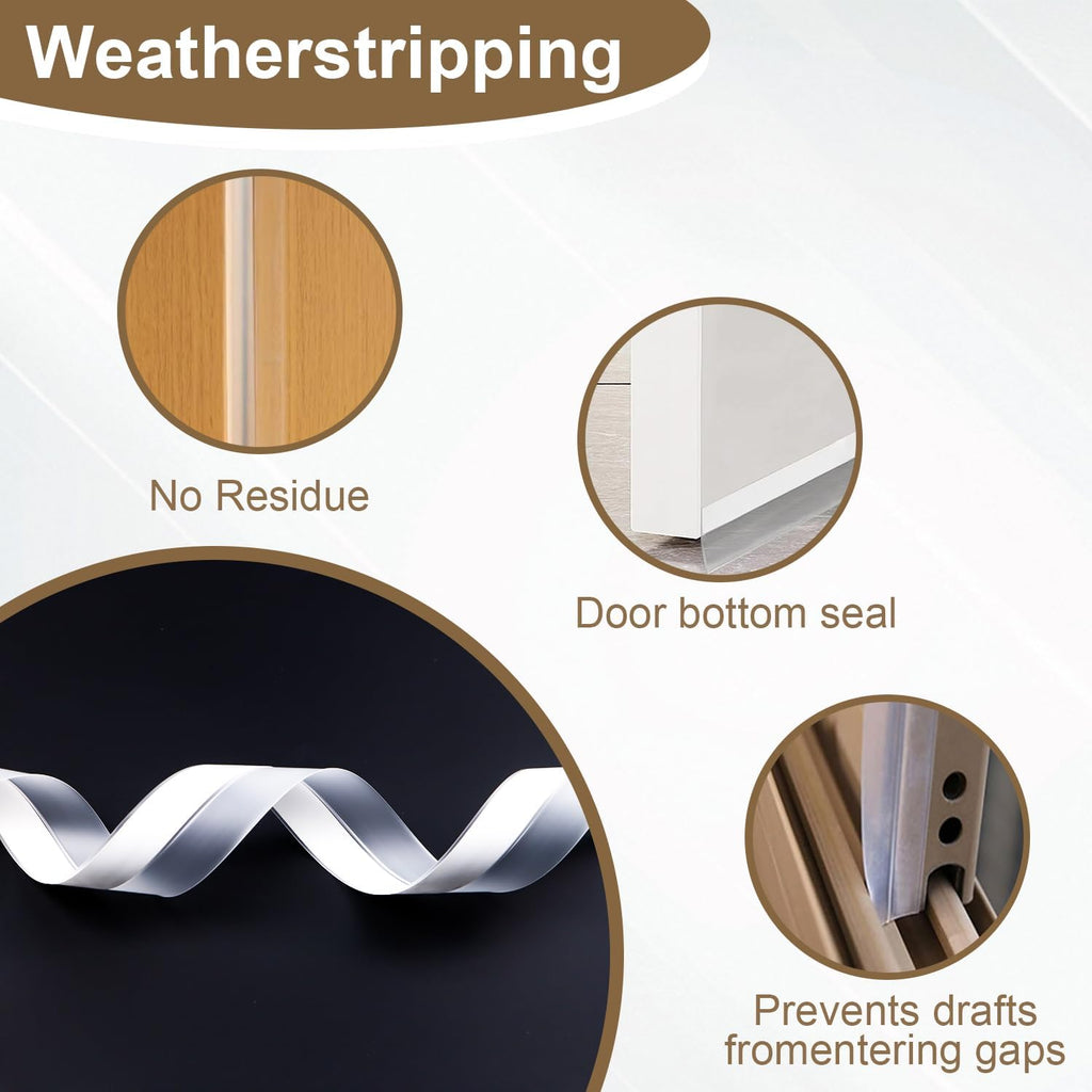 FOURGUN Silicone Weather Stripping Seal Door Tape 45 MM * 33FT Insulates Soundproofs Perfect for