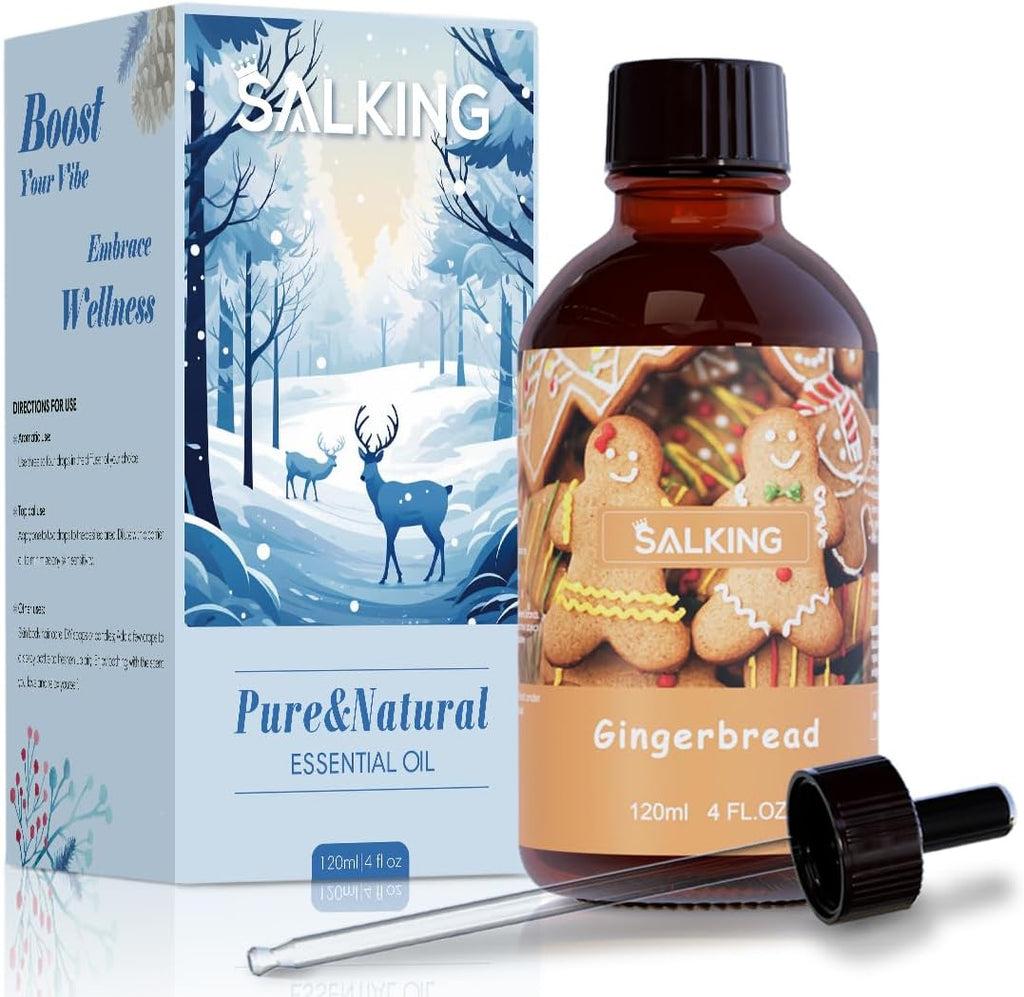 SALKING Gingerbread Fragrance Oil, 120ml (4 Fl Oz) Premium Essential Oils for Diffuser, Candle