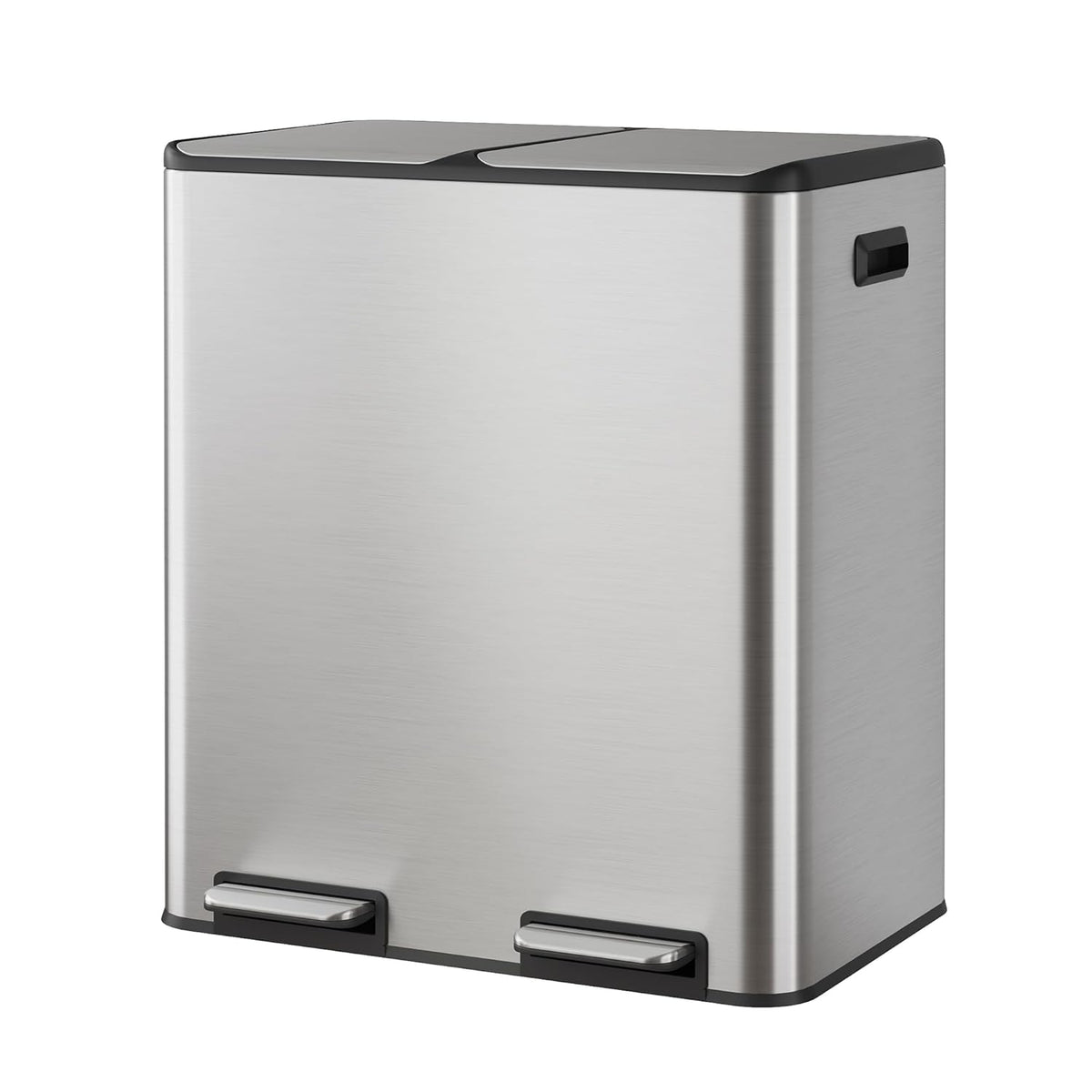 WLIVE 2 x 8 Gallon / 2 x 30 Liter Dual Trash Can, Stainless Steel Double Compartment Classified