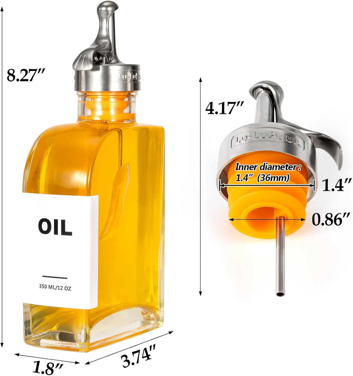Glass Olive Oil Dispenser Bottle for Kitchen,Oil & Vinegar Dispenser Set, Coffee Syrup Bottles with
