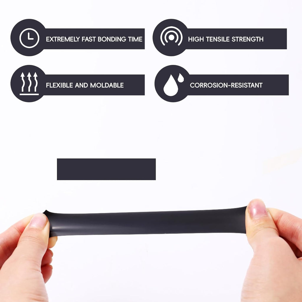 Self Fusing Silicone Tape 2 Rolls 1 in x 10' Black Waterproof Rescue Tape Rubber Leak Silicone