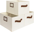 StorageWorks Storage Baskets for Shelves, Foldable Fabric Closet Storage Bins with PU Handles