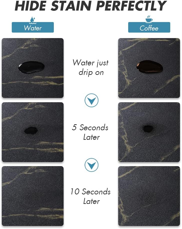 AMOAMI Coffee Mat - Hide Stain Rubber Backed Absorbent Dish Drying Mat for Kitchen Counter - Black