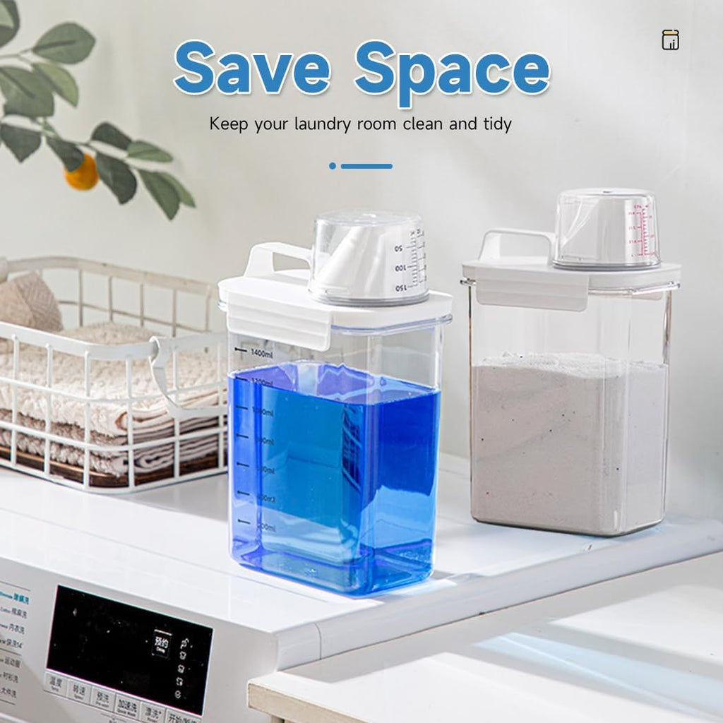 Tokokimo 2 Packs Laundry Powder Container, Laundry Detergent Dispenser with Lids, Laundry Scent