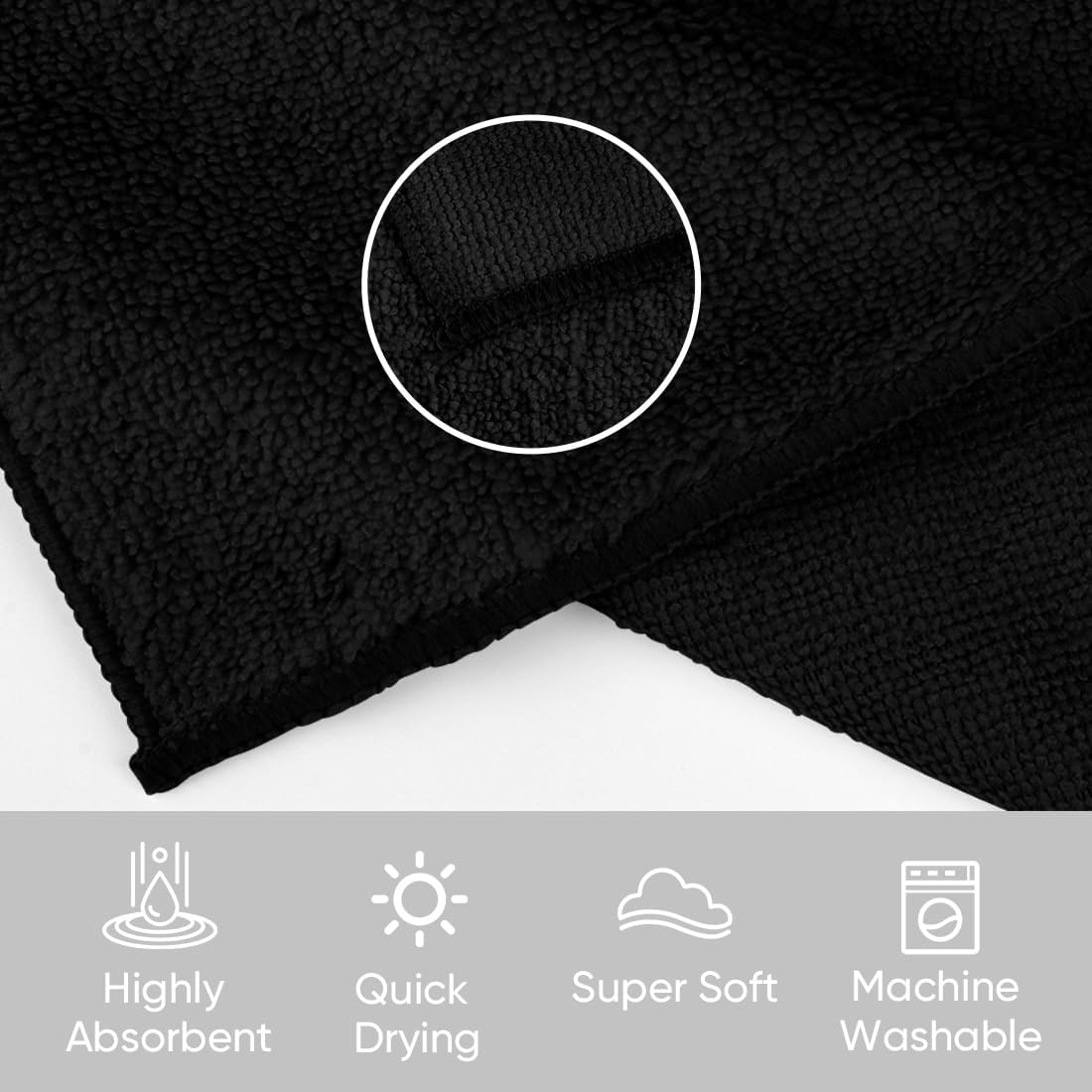 HOMEXCEL Black Washcloths 12 Pack, Highly Absorbent and Soft Microfiber Face Towel, Makeup Remover