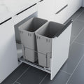 Dowell B18 Aluminum Base Wastebasket Pullout with Door Mount and Two 35Qt/9Gal Plastic Bins (4012