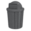 42 Gallon Slated Circle 100% Recycled Plastic Heavy Duty Outdoor Trash Can with Push Open Dome Lid