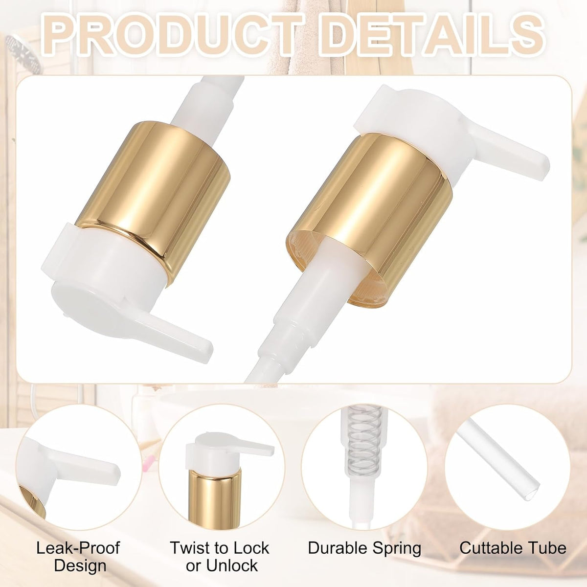 uxcell 4 Pcs Soap Dispenser Pump Heads, Hand Soap Dispensers Top Pumps Replacement Clip-on Pumphead
