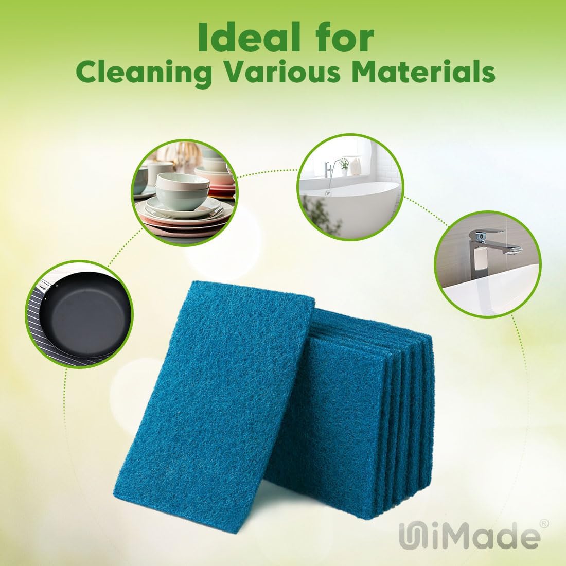 Non-Scratch Scouring Pads, 24Pcs Household Scour Pads for Kitchen, Garage and Outdoors, Reusable