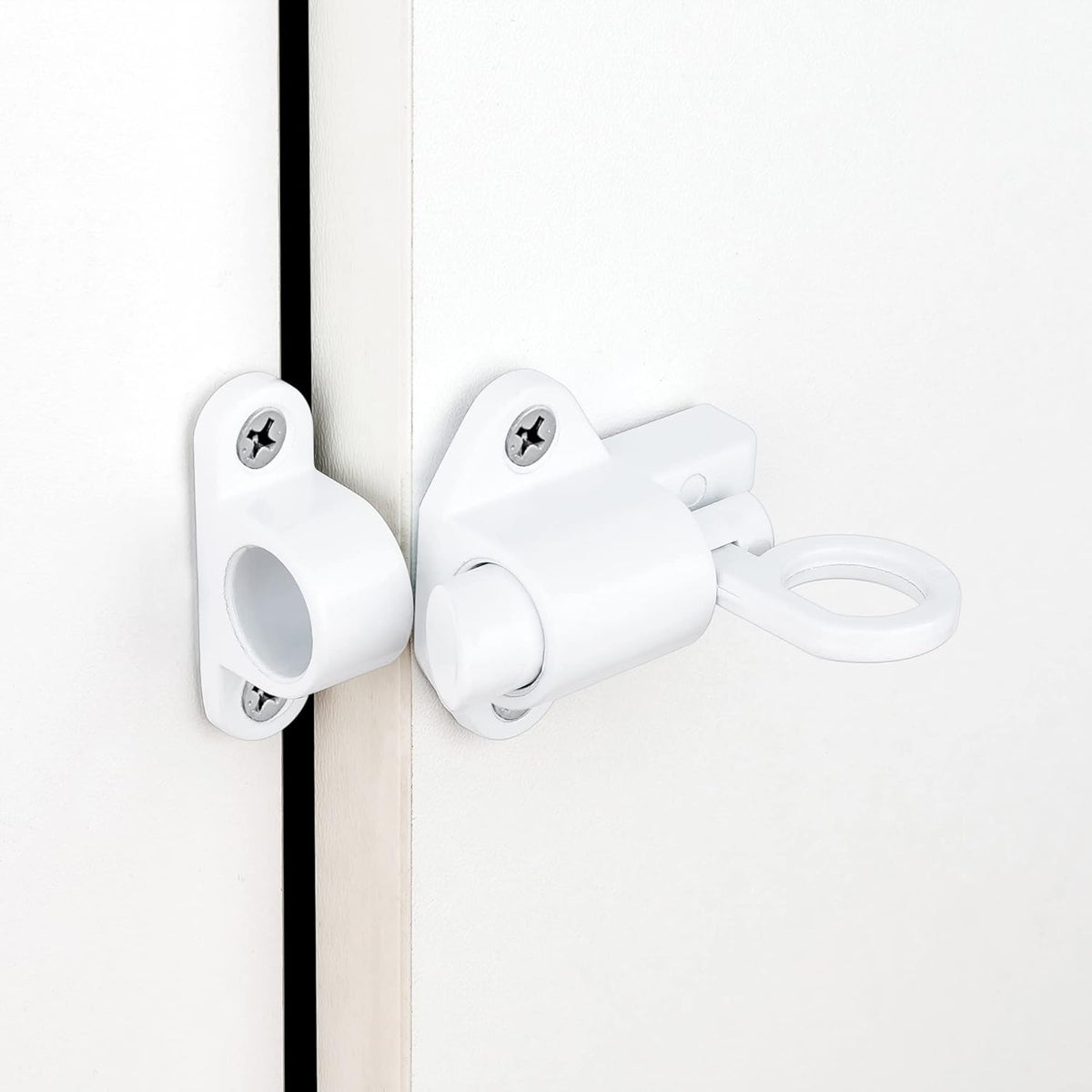 5 Packs Self-Closing Latches，White Spring Door Lock，Resilient Bolt Latch Aluminum Alloy Safety
