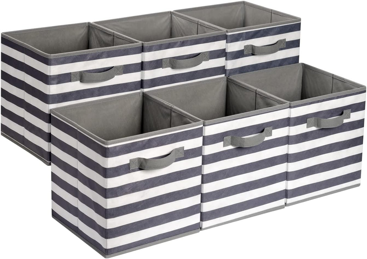 Amazon Basics Cube Organizer Storage Bins Handles, Collapsible Fabric, Pack of 6, 10.5"x10.5"x11"