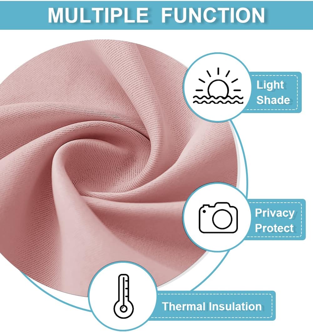 RYB HOME Blackout Curtains for Kitchen, Small Window Curtains Blinds, Thermal Insulating Drapes for