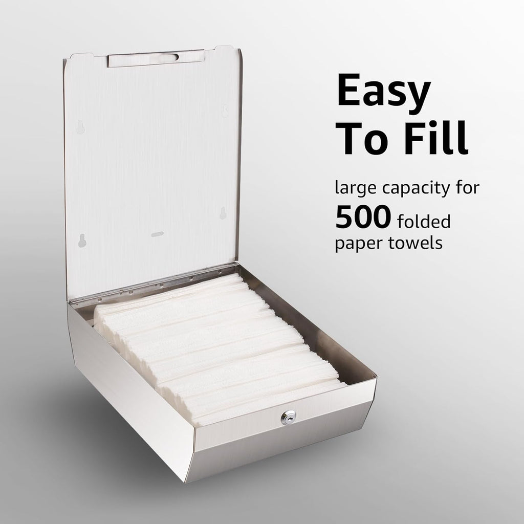 Paper Towel Dispenser Wall Mount - Multifold Trifold Paper Towel Dispensers, Large Capacity