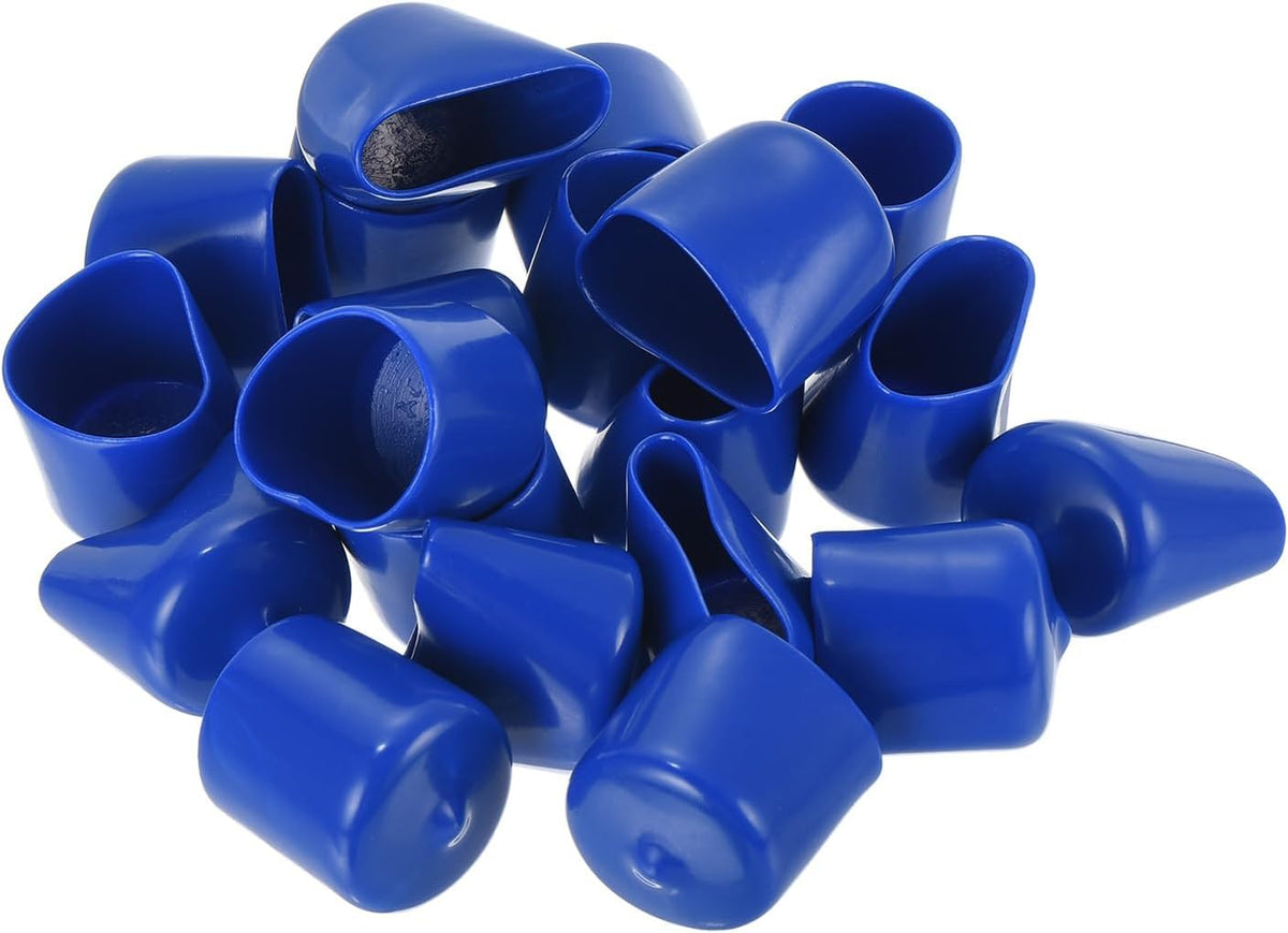 uxcell 20pcs Rubber End Caps 25mm ID Vinyl Round Tube Bolt Cap Cover Screw Thread Protectors Blue