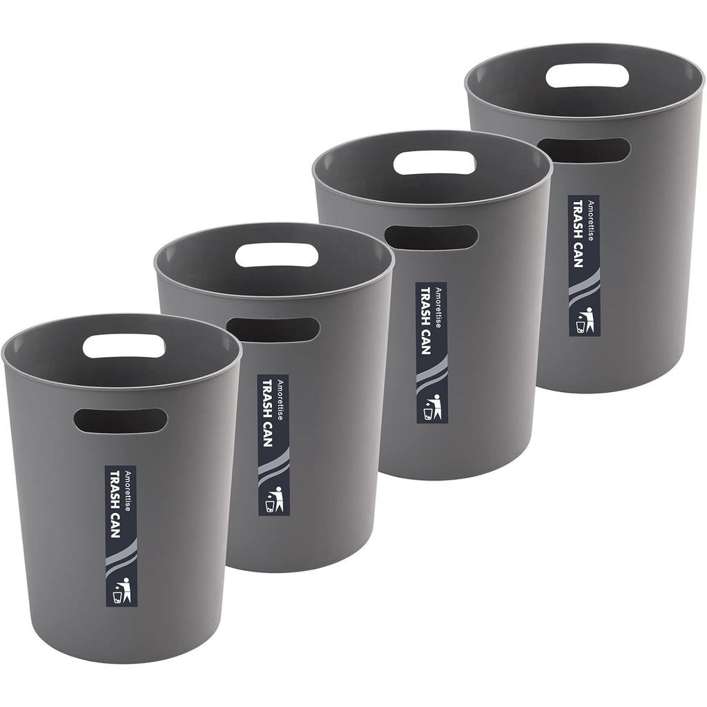 4 Pack Small Trash Can for Bathroom - 3 Gallon/12-Liter Wastebasket, Round Plastic Garbage
