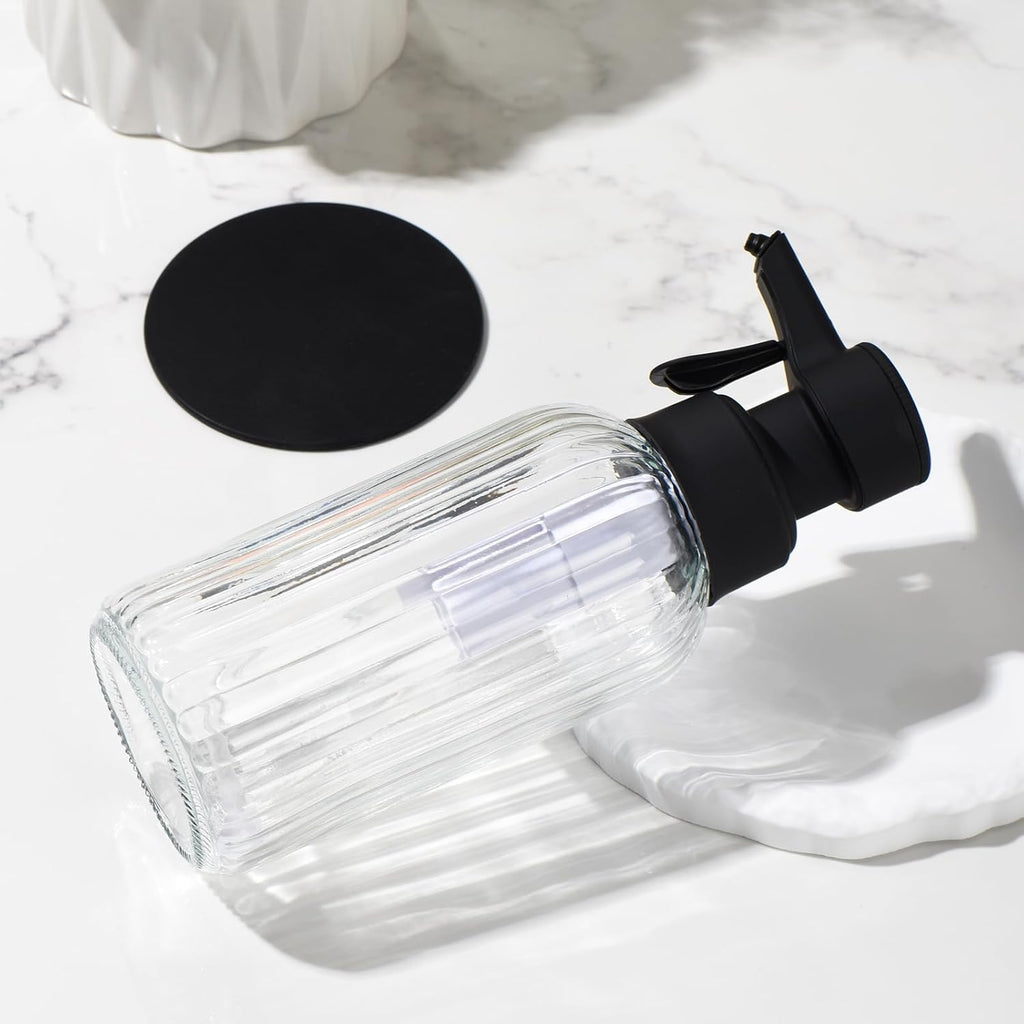 Automatic Foaming Soap Dispenser, 17oz Clear Glass Hand Soap Dispenser with ABS Touch Sensor Pump