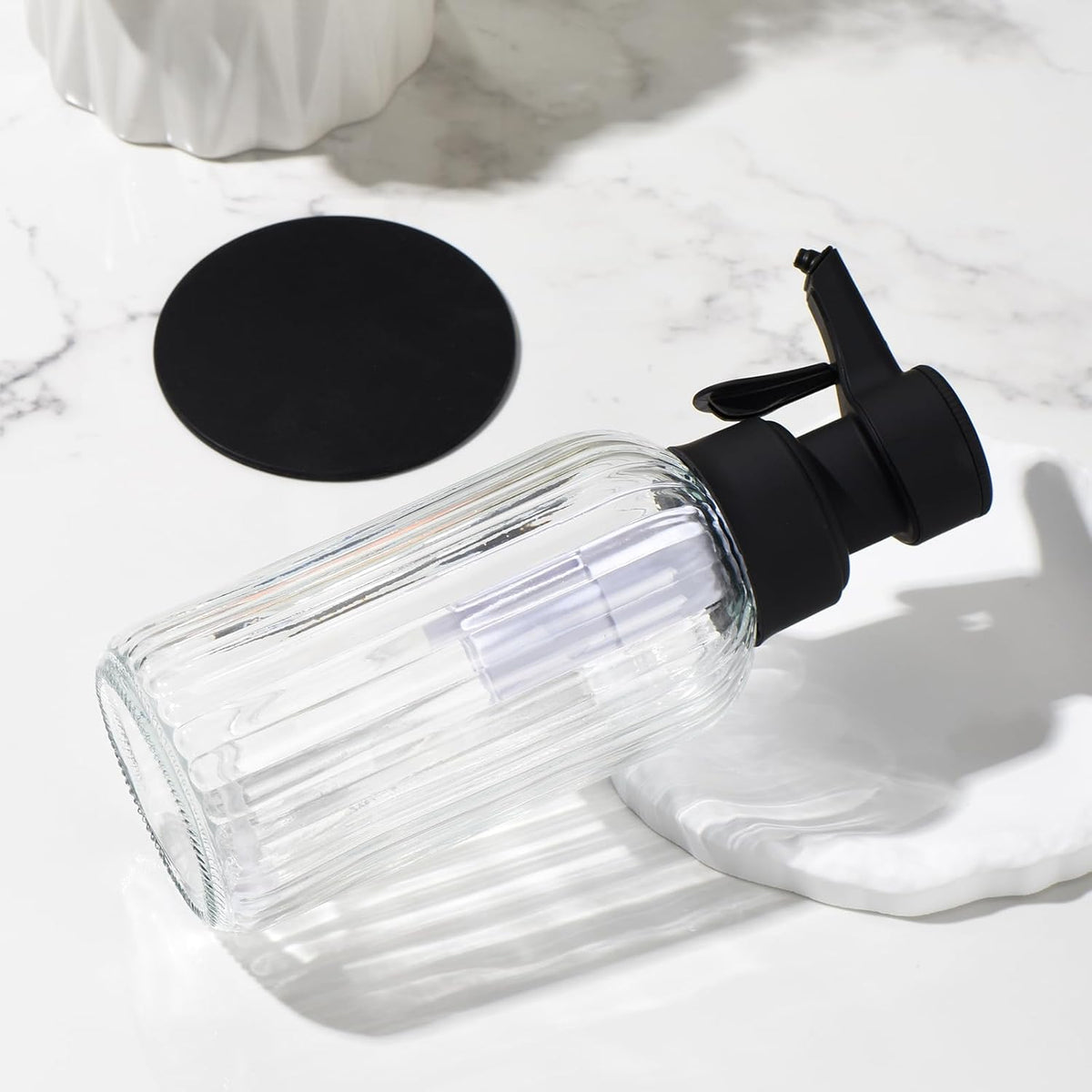 Automatic Foaming Soap Dispenser, 17oz Clear Glass Hand Soap Dispenser with ABS Touch Sensor Pump