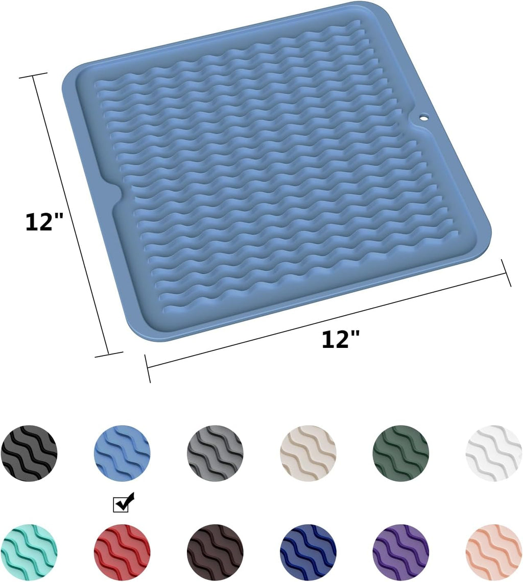 ZLR Silicone Dish Drying Mat for Kitchen Counter, Eco-Friendly Fast Dry Dish Mat, Easy Clean Multi