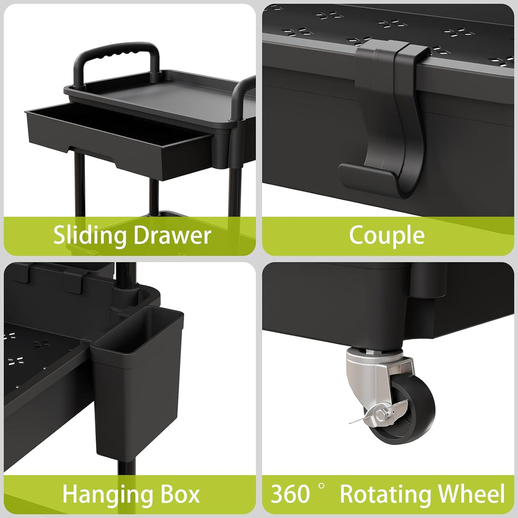 3 Tier Rolling Cart Organizer,Laundry Room Bathroom Organizers and Storage Office Shelves Mobile