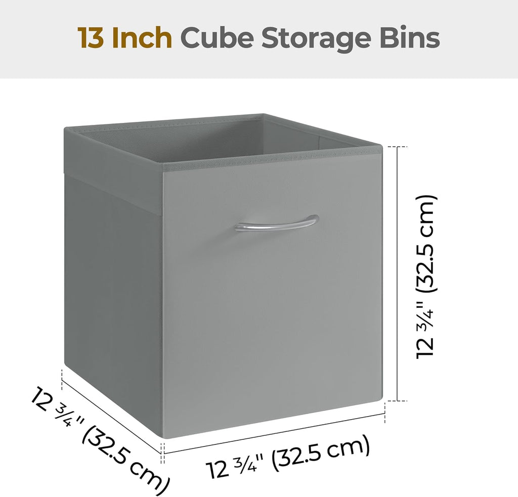 StorageWorks Gray Storage Cubes, 13x13 Storage Cube Bins with Handle, Cube Storage Organizer Bins