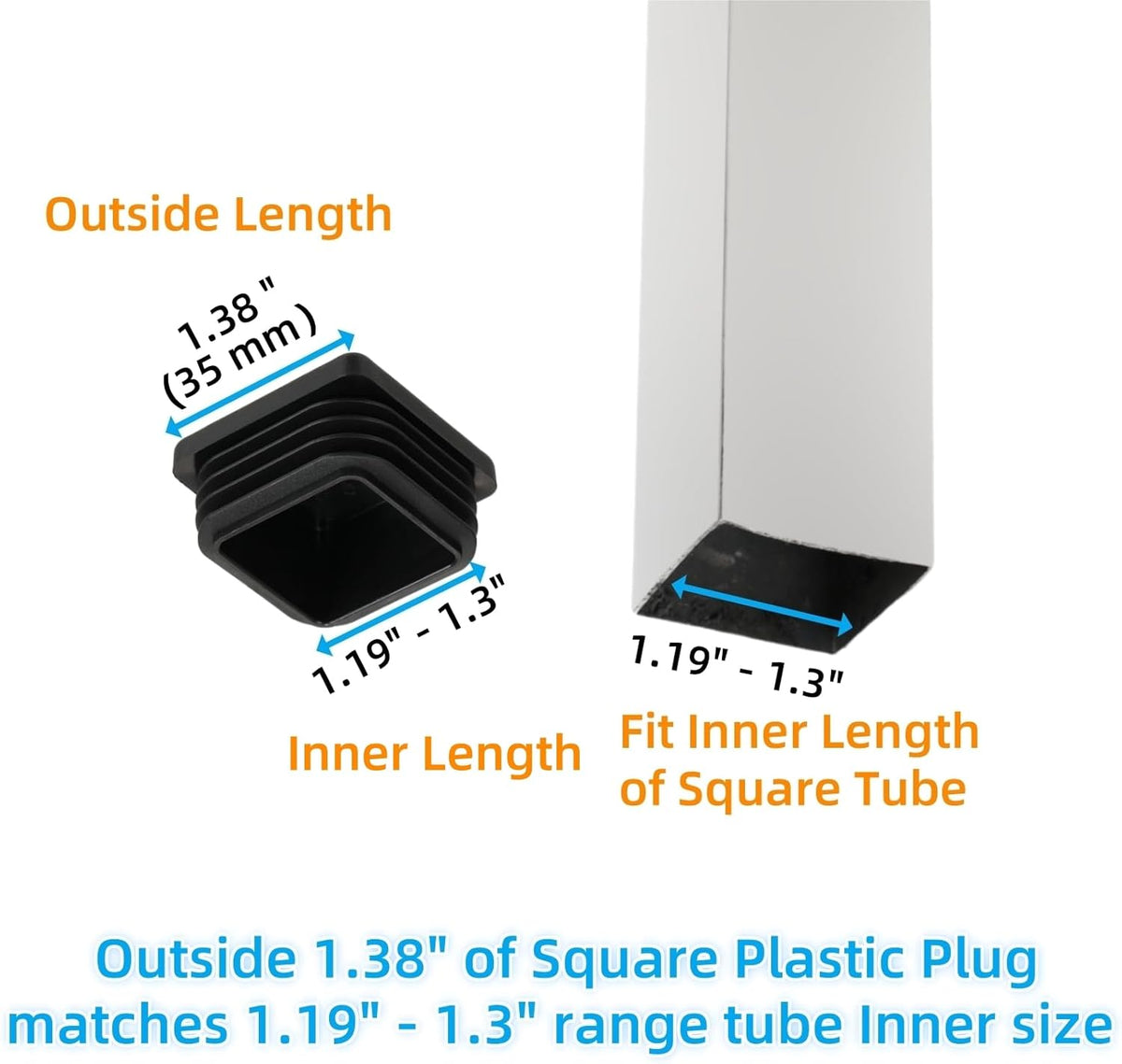 Furnigear Plastic Plugs Tubing End Cap Chair End Caps Outside Bottom Tubing Caps Square Furniture