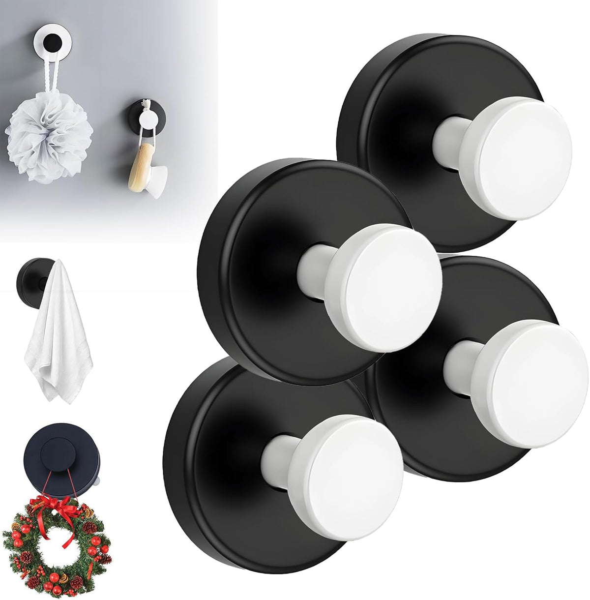 Suction Cup Hooks for Wreaths, 2025 New No Drill Suction Cup Hooks on Glass, Wreath Hanger for