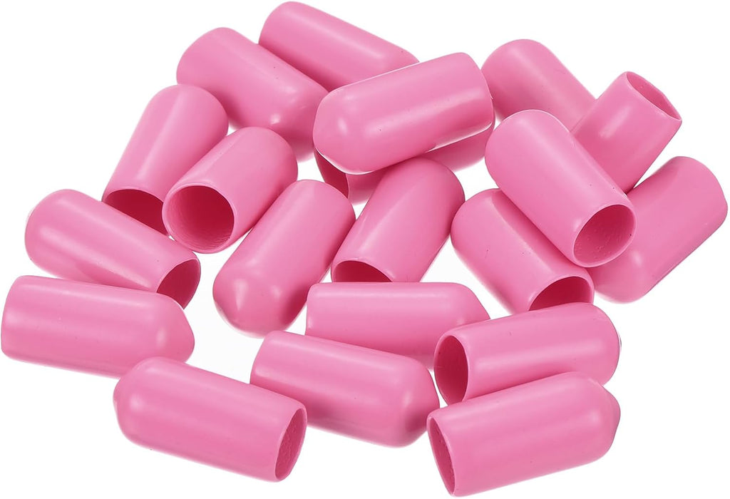 uxcell 20pcs Rubber End Caps 7mm ID Vinyl PVC Round Tube Bolt Cap Cover Screw Thread Protectors Pink