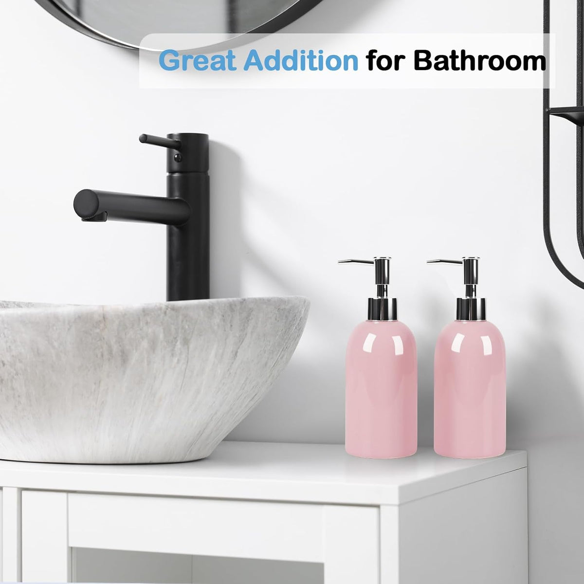 Natheeph 14OZ Ceramic Soap Dispenser Ceramic Soap Pump Dispenser Can Fill Liquid for