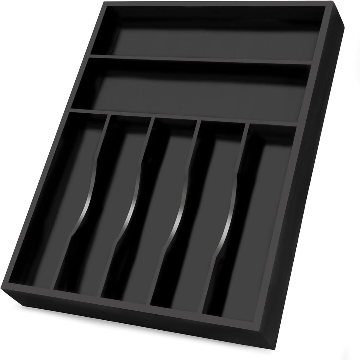 Bellsal Black Utensil Organizer 12.5 Inch Silverware Tray for Drawer Utensil Holder Cutlery