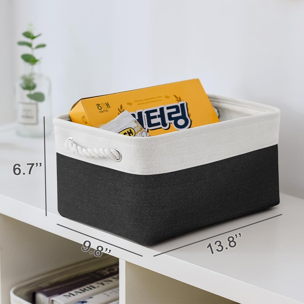 TheWarmHome Storage Basket for Organizing - 3 Pack 13.8x9.8x6.7 inch Medium Collapsible Storage Bin