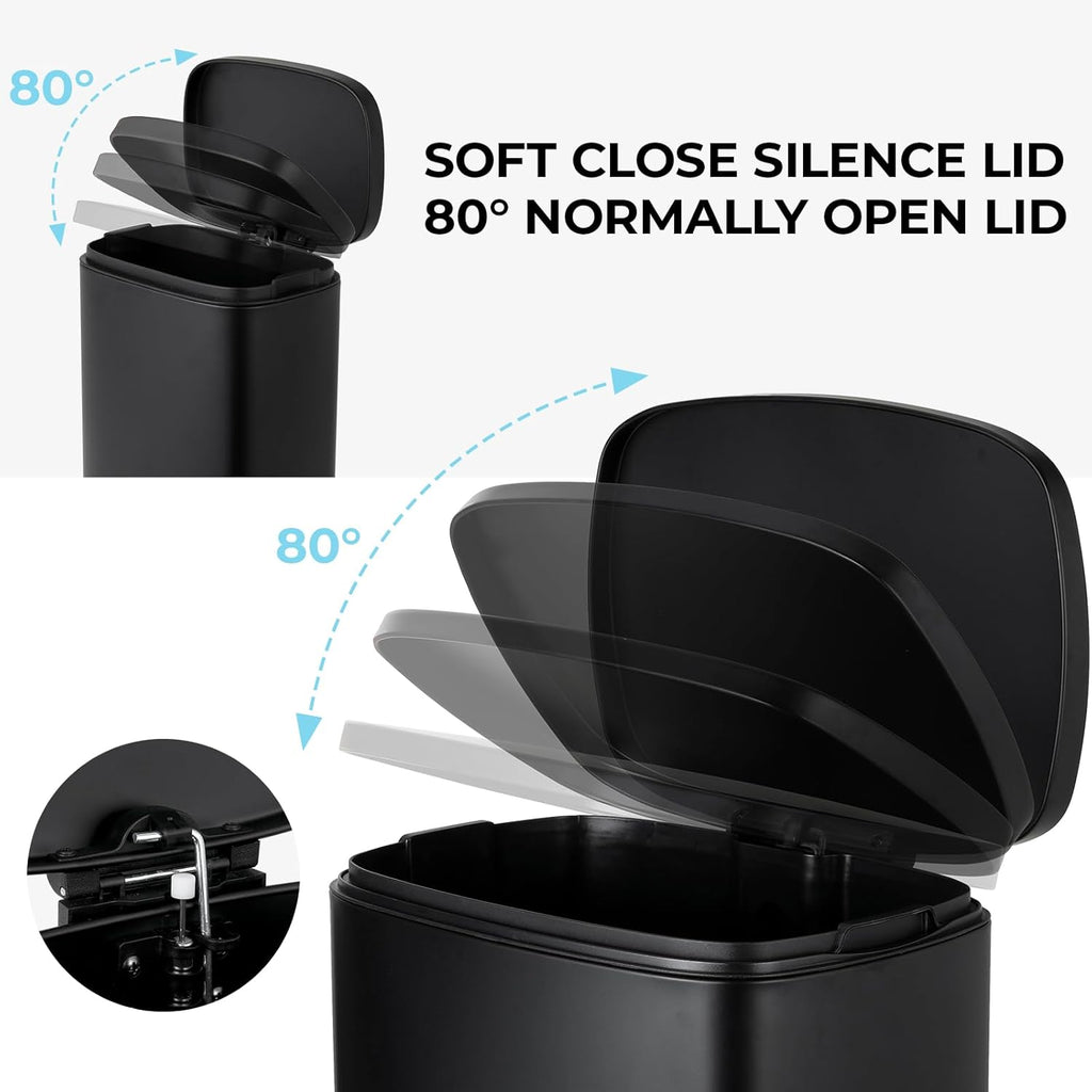 8 Gal Kitchen Trash Can, 30L Recycling or Garbage Bin, Brushed Stainless Steel Waste Basket