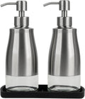 Gaussra Kitchen Soap Dispenser Set with Silicone Tray and Stickers - Brushed Nickel, Stainless