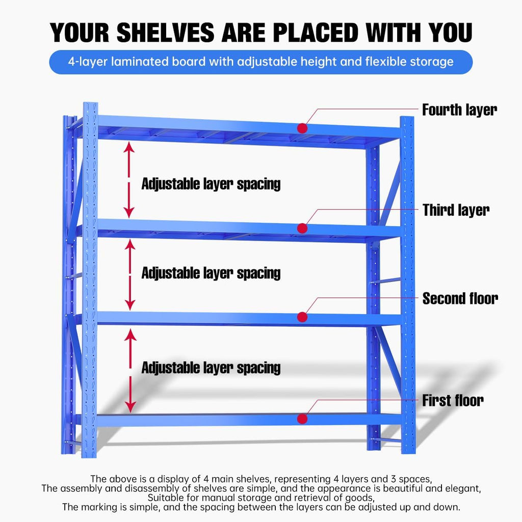 Storage Shelves Heavy Duty, Metal Garage Shelving Units, 4 Tier Storage Rack Shelf, Steel