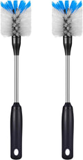 Stainless Steel Bottle Brush with Replaceable Head, 2 Pack Long Handle Scrubbing Brush for Water