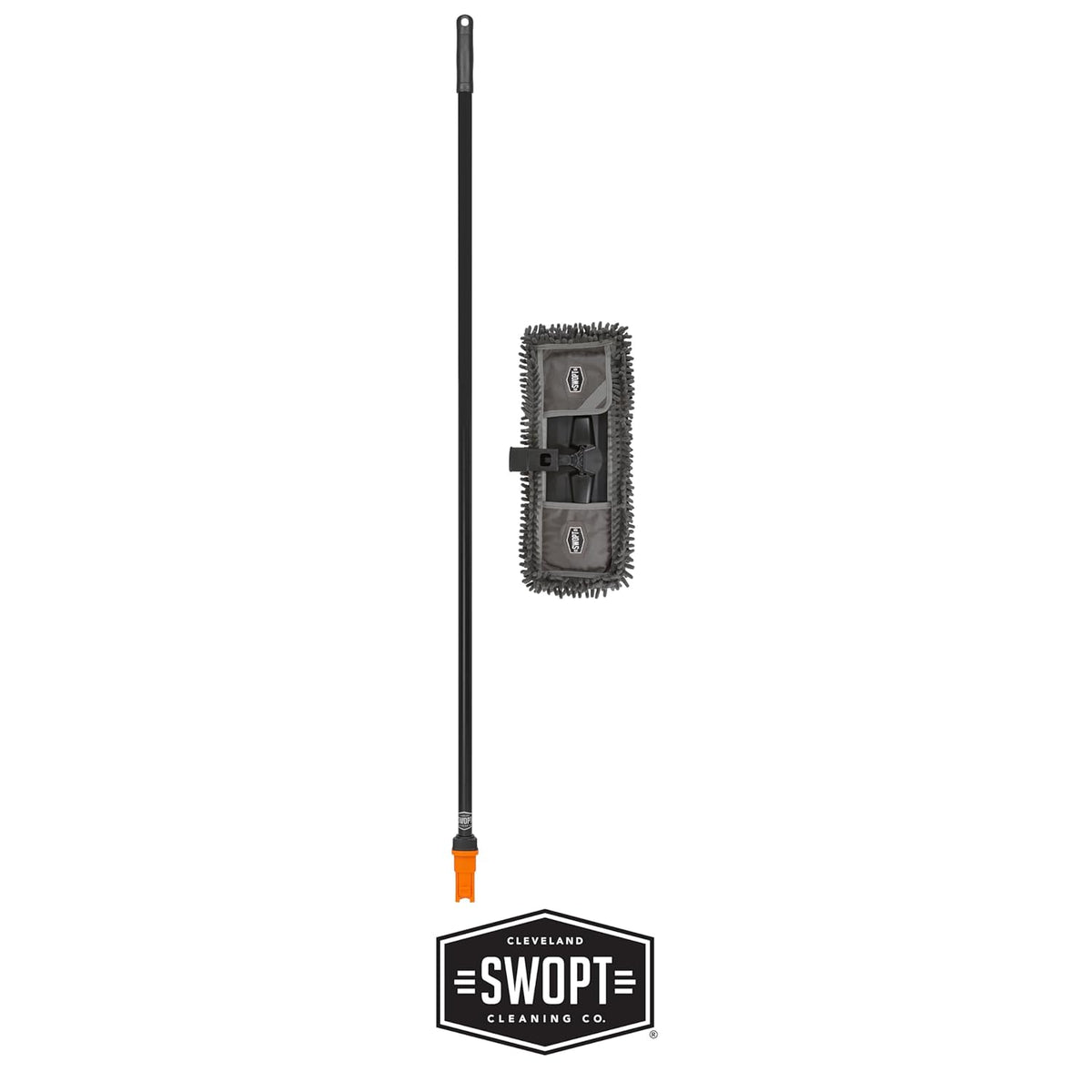 SWOPT 18” Microfiber Dust Mop + 60" Steel Handle, Combo — Dust Mop Head with Long Handle