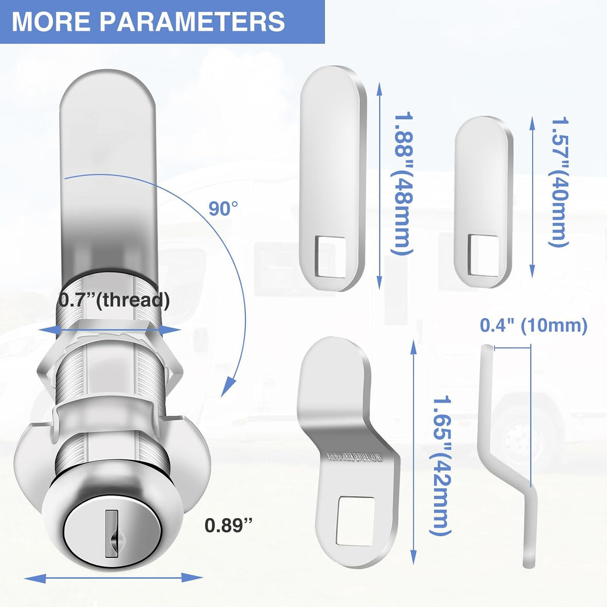 Extra-Long Cam Locks, 2-1/8 Inch, Keyed Alike, Set of 2 for Thick Drawers & Cabinets, Zinc Alloy