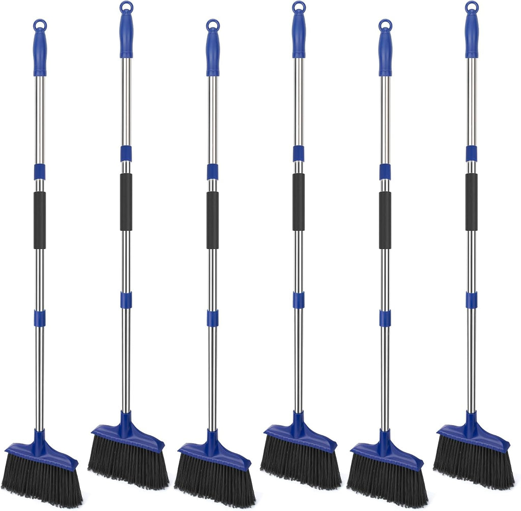 Kefanta 6 Pack Heavy Duty Broom Indoor/Outdoor Commercial Brooms Angle Broom 53 inches for