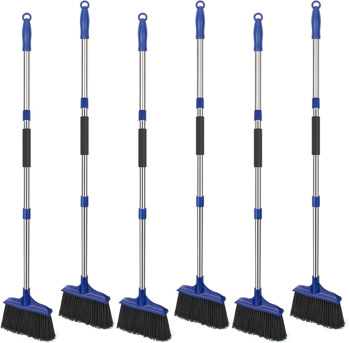 Kefanta 6 Pack Heavy Duty Broom Indoor/Outdoor Commercial Brooms Angle Broom 53 inches for